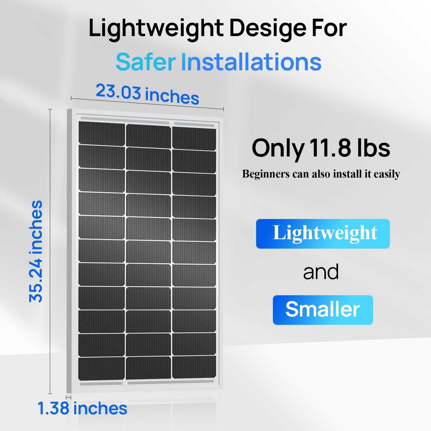 ECO-WORTHY 2pcs 100 Watt Solar Panels Monocrystalline Solar Panel for 12V/24V Battery RV Marine Boat and Other Off-Grid Applications, 2-Pack 100W