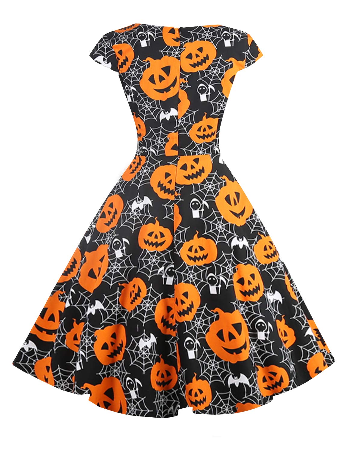 Hanpceirs Women's Cap Sleeve 1950s Vintage Party Dress Cocktail Dress Formal Dresses with Pocket Pumpkin L