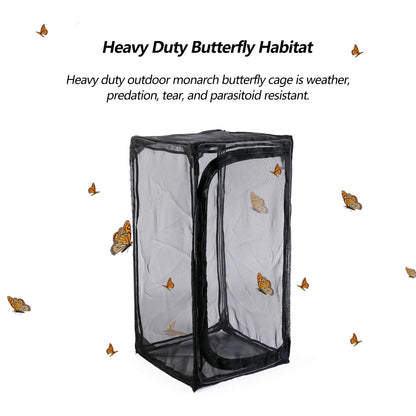 30" Heavy Duty Monarch Butterfly Habitat, Outdoor Collapsible Insect Mesh Cage Terrarium Pop-up with Zipper Protection