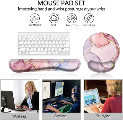LATEEFAH Mouse Pad with Wrist Rest, 3-in-1 Gaming Mouse Pad, Keyboard Wrist Rest, Ergonomic Memory Foam Mousepad with Wrist Support for Computer Keyboard