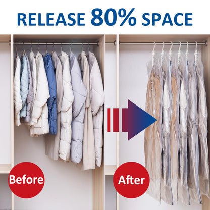 Hanging Vacuum Storage Bags, 6 Pack Large Hanging Vacuum Seal Bags for Clothing, Space Saver for Clothes, Suits, Dress, Jackets, Closet Organizer for Moving Supplies(53.1x27.6 in)