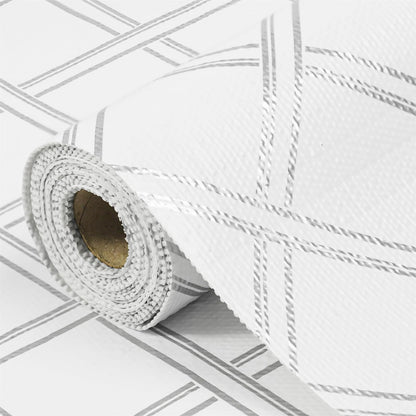 Drawer and Shelf Liner for Kitchen Cabinets Non-Adhesive Cabinet Liners for Shelves Strong Grip Non Slip Waterproof Cupboard Liner for Dresser Refrigerator, Bathroom,Silver Geometric,17.5IN X 10FT