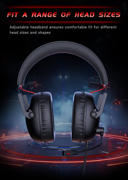 KAPEYDESI CM7007 Gaming Headset for Xbox Series X|S, Xbox, PS5, PS4, PC, Switch, Gaming Headphones with Noise Canceling Microphone, Folding Design, 50MM Dynamic Drivers, 3.5MM Audio Jack, Black Red