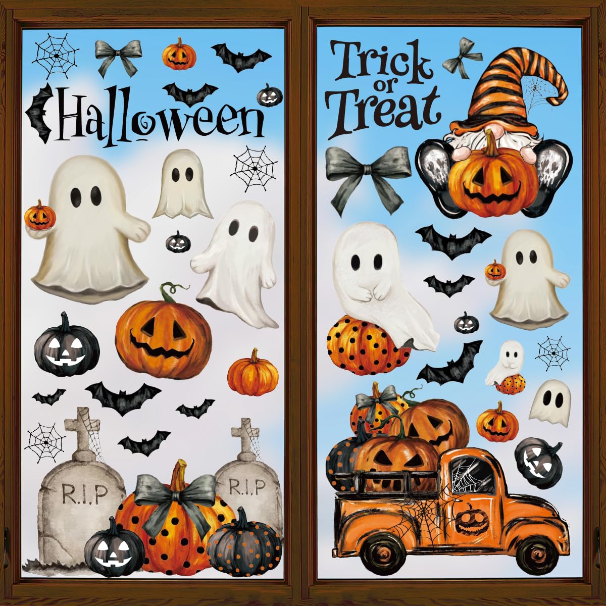 Horaldaily 83 PCS Halloween Window Cling Sticker, Ghosts Pumpkins for Home Party Supplies Shop Window Glass Display Decoration