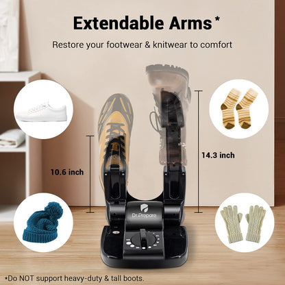 Dr. Prepare Boot Dryer Shoe Dryer, Glove Dryer & Boot Warmer with Heat Blower, Portable Adjustable Rack and Timer, Folding Design & Quick Drying for Shoes, Gloves, Hats, Socks, Ski Boots