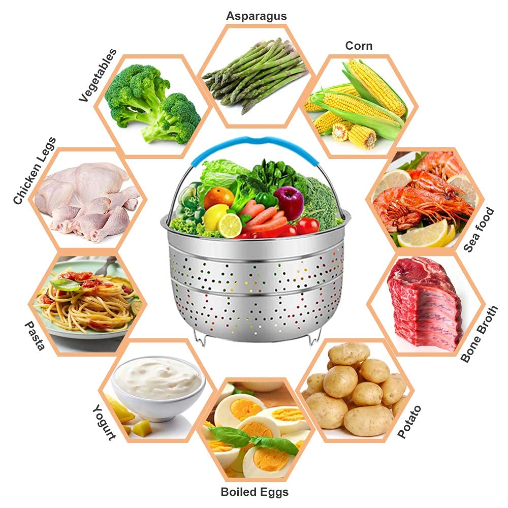 Accessories for Instant Pot, Sugaroom Pressure Cooker Accessories Set Compatible with Instant Pot Accessories 6 qt 8 quart - 2 Steamer Baskets, Springform Pan, Egg Rack, Egg Bites Mold and More