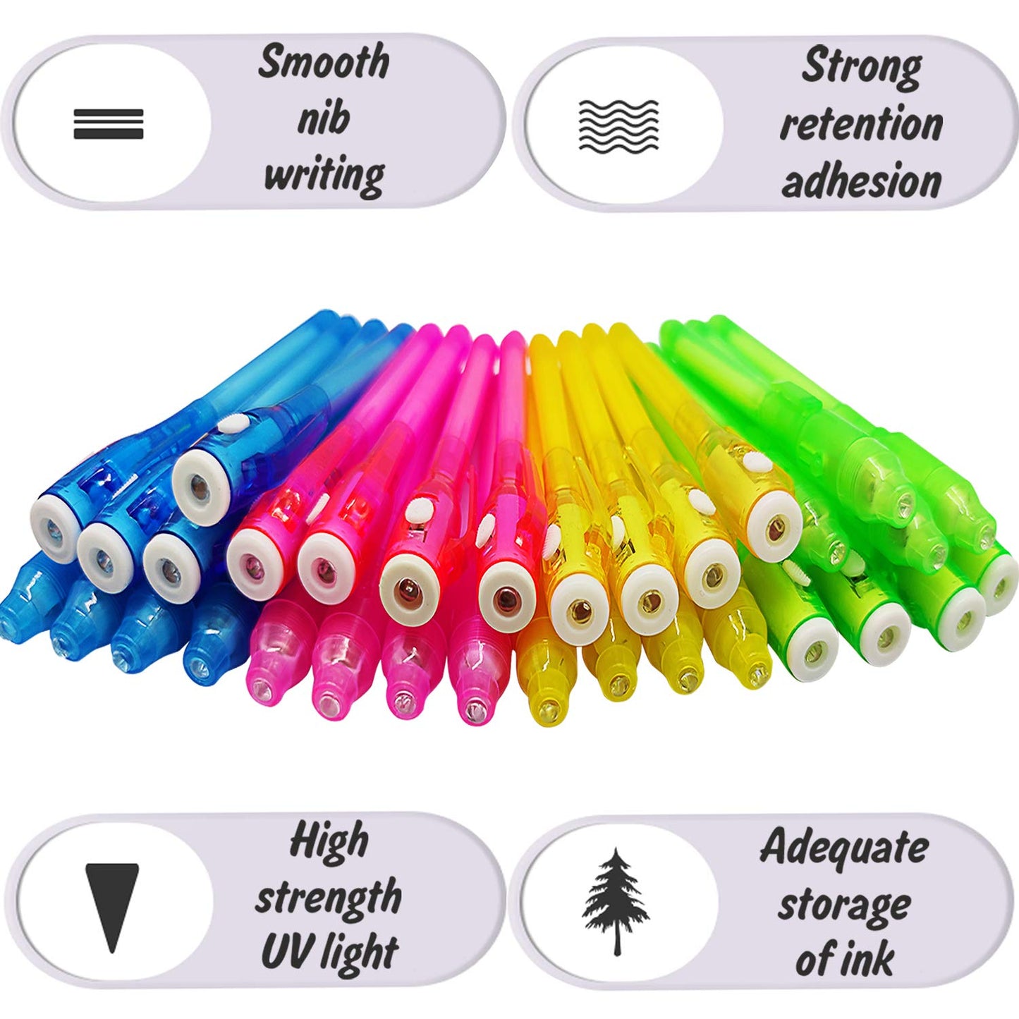 iGeeKid 32 Pack 2 Style Invisible Ink Pen with UV Black Light Party Favor for Kids 8 12 Secret Spy Pens Magic Disappearing Ink Markers Clasroom Prize Birthday Gifts Halloween Goodie Bags Stuffers