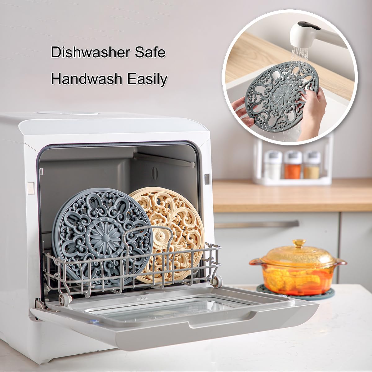 Extra Thick Silicone Trivet Mat for Hot Dishes, Hot Pots and Pans, Pot Holder, Hot Pad to Portect Your Table and Countertop, Kitchen Decor and Accessories,Turquoise,Set of 3