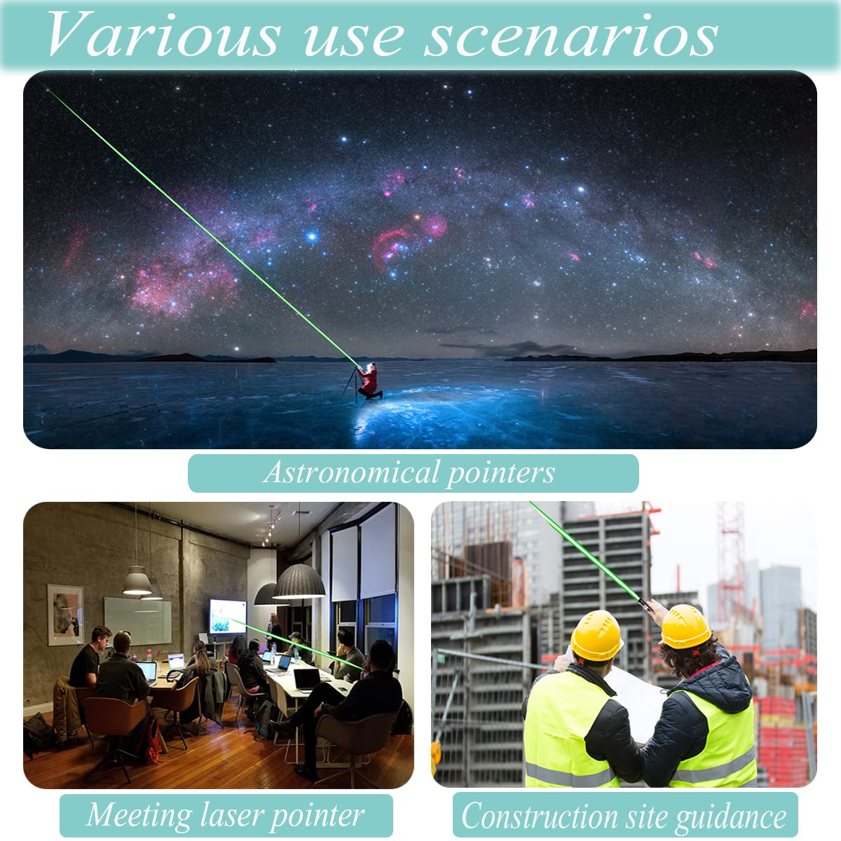 Green Laser Pointer Long-Range Laser Pointer High Power-Rechargeable Laser Pointer for Hiking, Presentations & Outdoor Use