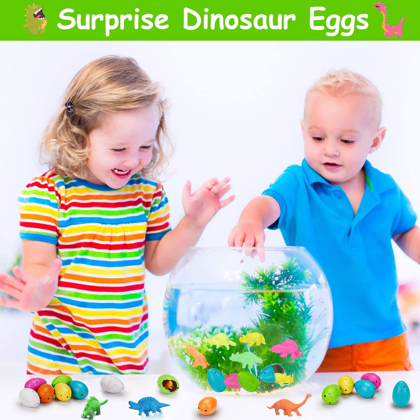 60PCS Small Hatching Dinosaur Eggs for Dinosaur Party Favors Birthday Halloween Goodie Bag Stuffers Classroom Carnival Prizes Bulk Pinata Fillers Novelty Grow in Water Dino Eggs with Toys Inside