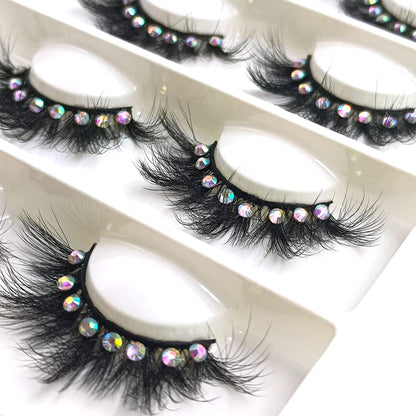 False Eyelashes with Glitter Rhinestones On, Bling Lashes 2023 Sparkle Full Strip Mink Eyelash 4 Pairs… (AF08bling)