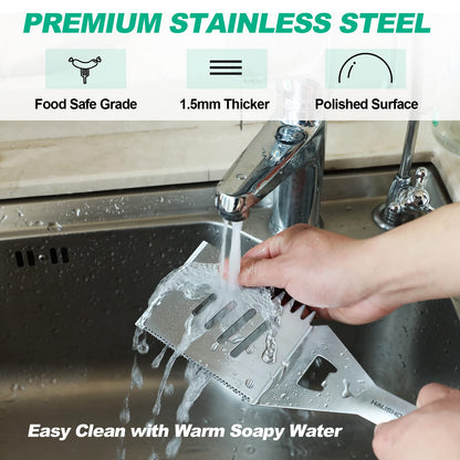 HAUSHOF Large Grill Accessories Heavy Duty BBQ Set Gifts for Men/Women - Premium Stainless Steel Spatula, Fork & Tongs, Barbecue Utensils Tool Kit Gift for Grilling Lover Outdoor