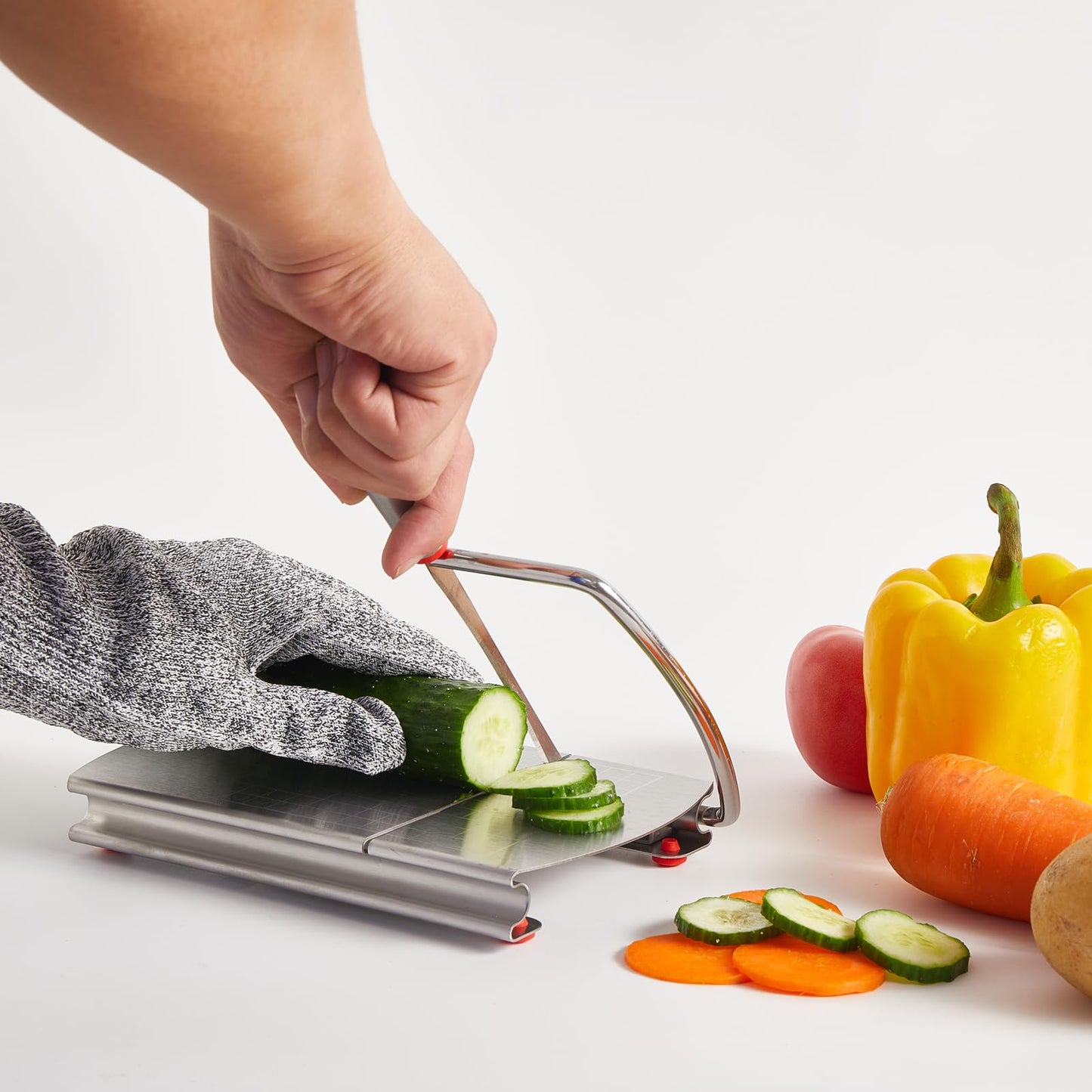 ISZW Multipurpose Cheese Slicer Cutter, Stainless Steel Cheese Cutter Board with Blade for Block Cheese, Effortless Slicing, Guillotine Sausage Ham Biltong Jerky Slicer