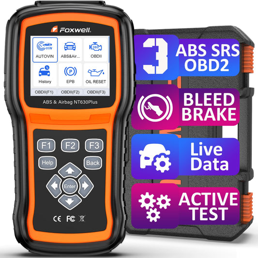 FOXWELL NT630 Plus OBD2 Scanner with ABS and SRS, 2025 ABS Auto Bleed Scan Tool Brake SRS Scanner Live Data, Car Code Reader Diagnostic Tool Bidirectional Scanner with SAS Oil Light