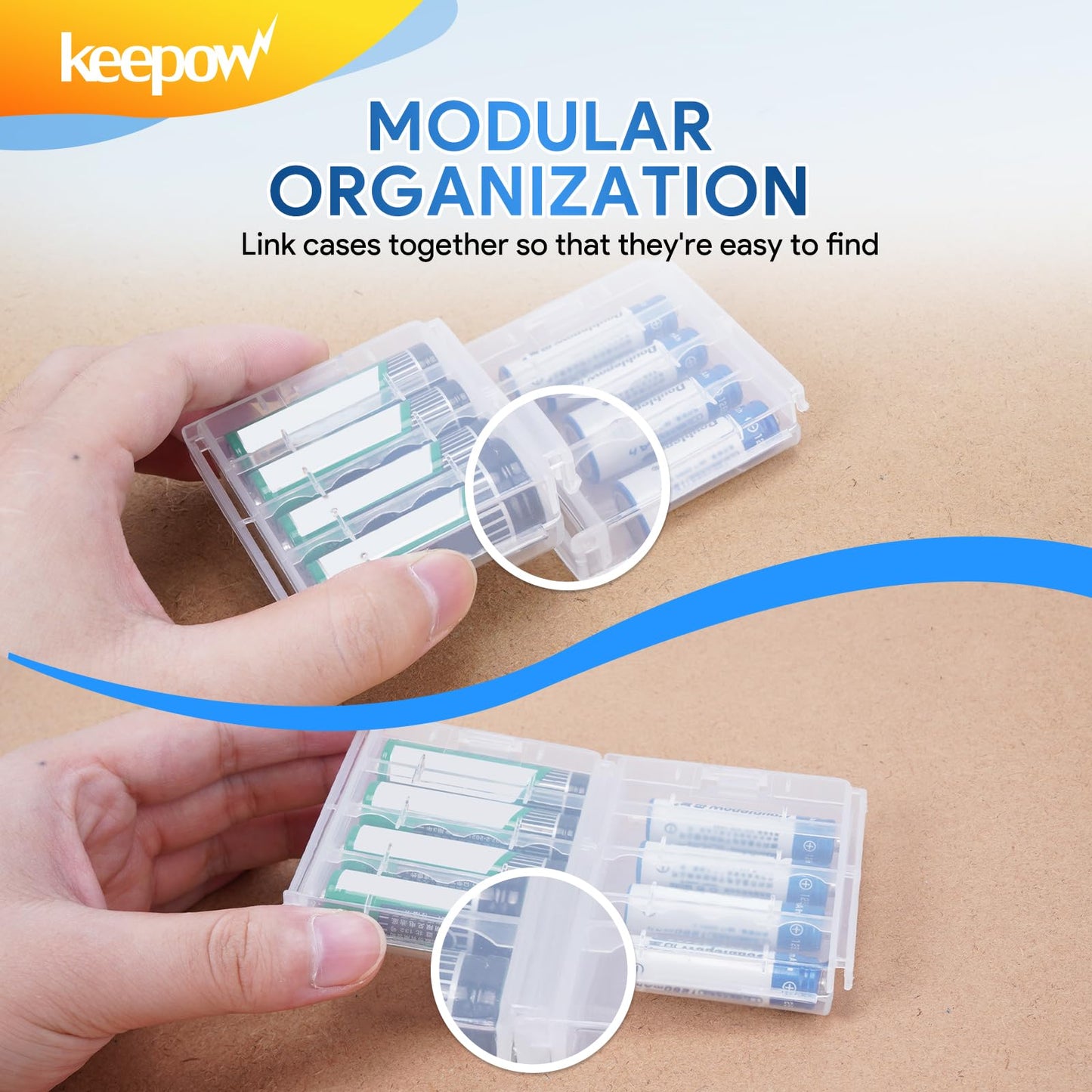 KEEPOW 24 Pcs AA/AAA Battery Storage Case Holder Box, Clear Color