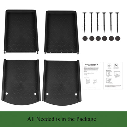 Jamphaza 2 Pack Gutter Downspout Extensions, Rain Gutter Downspout Splash Block, Down Spout Extender, Drain Gutter Guard Diverter, Splash Guards Rainwater Drainage 24" (Black 2Pack)