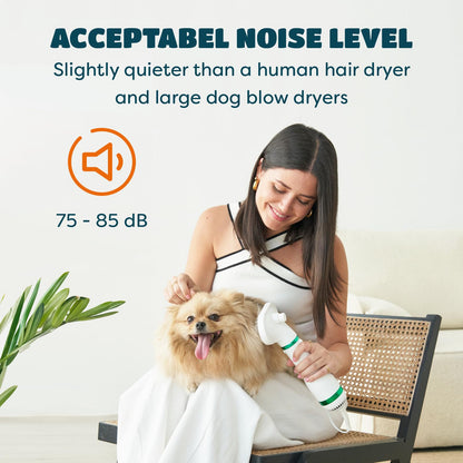 KUUBIA Pet Hair Dryer for Small-Sized Dogs and Cats | 2-in-1 Dog Hair Dryer with Self Cleaning Slicker Brush | Dog Blow Dryer | 300 Watts, Overheat Protection, Portable, Adjustable Temperature