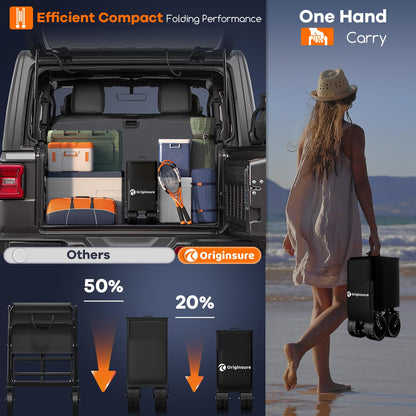 48" L Collapsible Wagon Cart Foldable, 560LB Weight Capacity 300L Heavy Duty Folding Beach Wagons with Big All-Terrain Wheels, Utility Carts for Groceries, Shopping, Camping, Sports - Black