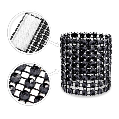 KPOSIYA Napkin Rings, Pack of 120 Rhinestone Napkin Rings Diamond Adornment for Place Settings, Wedding Receptions, Dinner or Holiday Parties, Family Gatherings (120, Black)