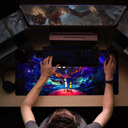 Large Gaming Mouse Pad Anime Night Sky Space Stars Custom Desk Pad,Mousepad with Non-Slip Rubber Base and Stitched Edges Mouse Mat,Portable Desk Mat for Office,Computer Work,Game,31.5X15.7