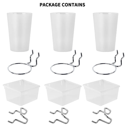 Kuhome 6 Sets Pegboard Bins and Cups with Pegboard Hooks, Pegboard Accessories Baskets, Hooks for Pegboard Cup Holder for Organizing Craft Tools Storage Garage Office Workbench Transparent