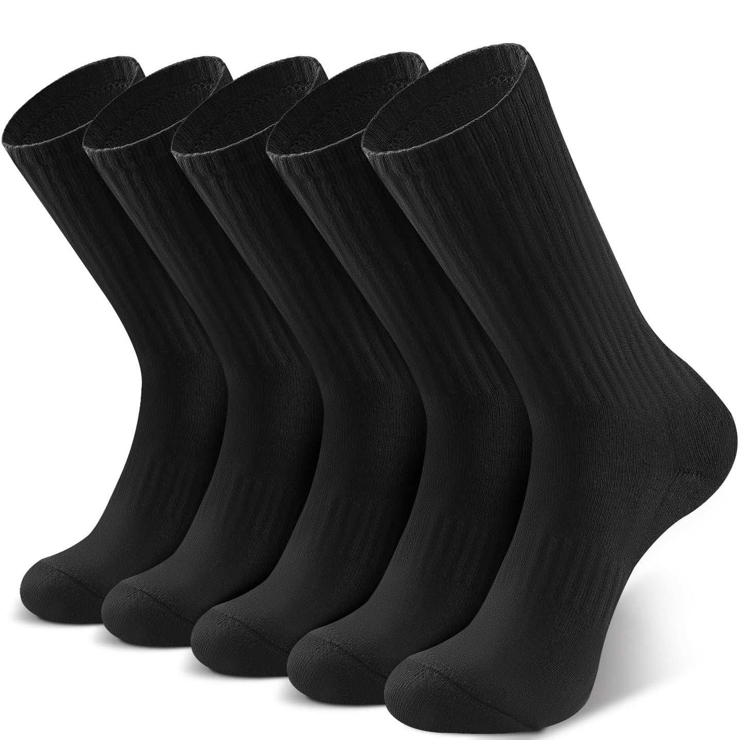 FEWTUR Thermal Socks for Men and Women: 5 Pairs Winter Socks for Running Hiking, Warm Cotton Socks for Outdoor Work (Dark Grey, 9-11)