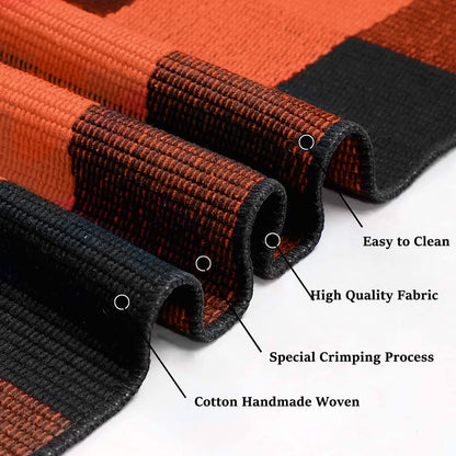 IOHOUZE Fall Buffalo Plaid Check Rug Outdoor Doormat 27.5 x 43 Inches Washable Woven Outdoor Indoor Welcome Mats for Front Door/Farmhouse/Entryway/Home Entrance Black and Orange Outdoor Rug