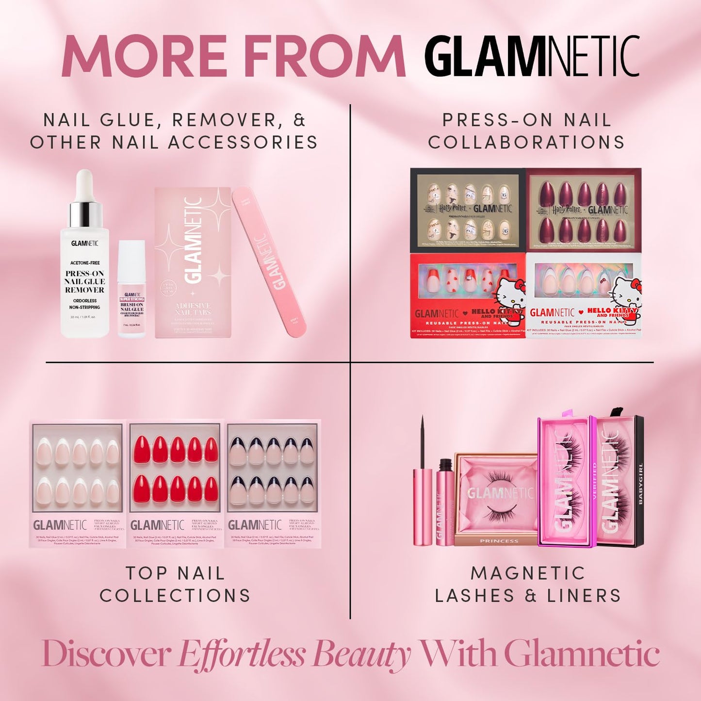Glamnetic Press On Nails - Winter Comet | Glossy, Opaque, Short Almond Nails, Salon Quality | 15 Sizes - 30 Nail Kit with Glue