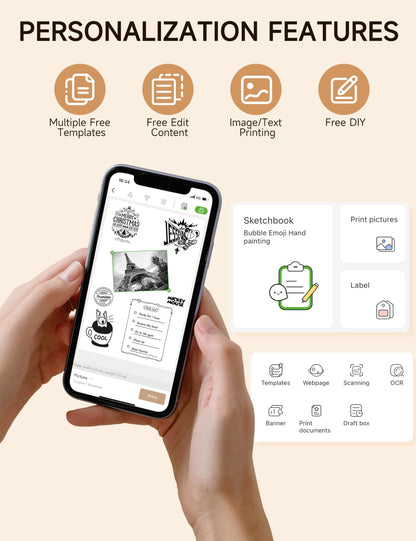 iDPRT Portable Sticker Maker Machine with 1 Roll Sticker Paper, Mini Printer Efficiently and Quickly, Thermal Printer for Study Notes, Pictures, DIY, Label, Free App with Multiple Templates, Grey