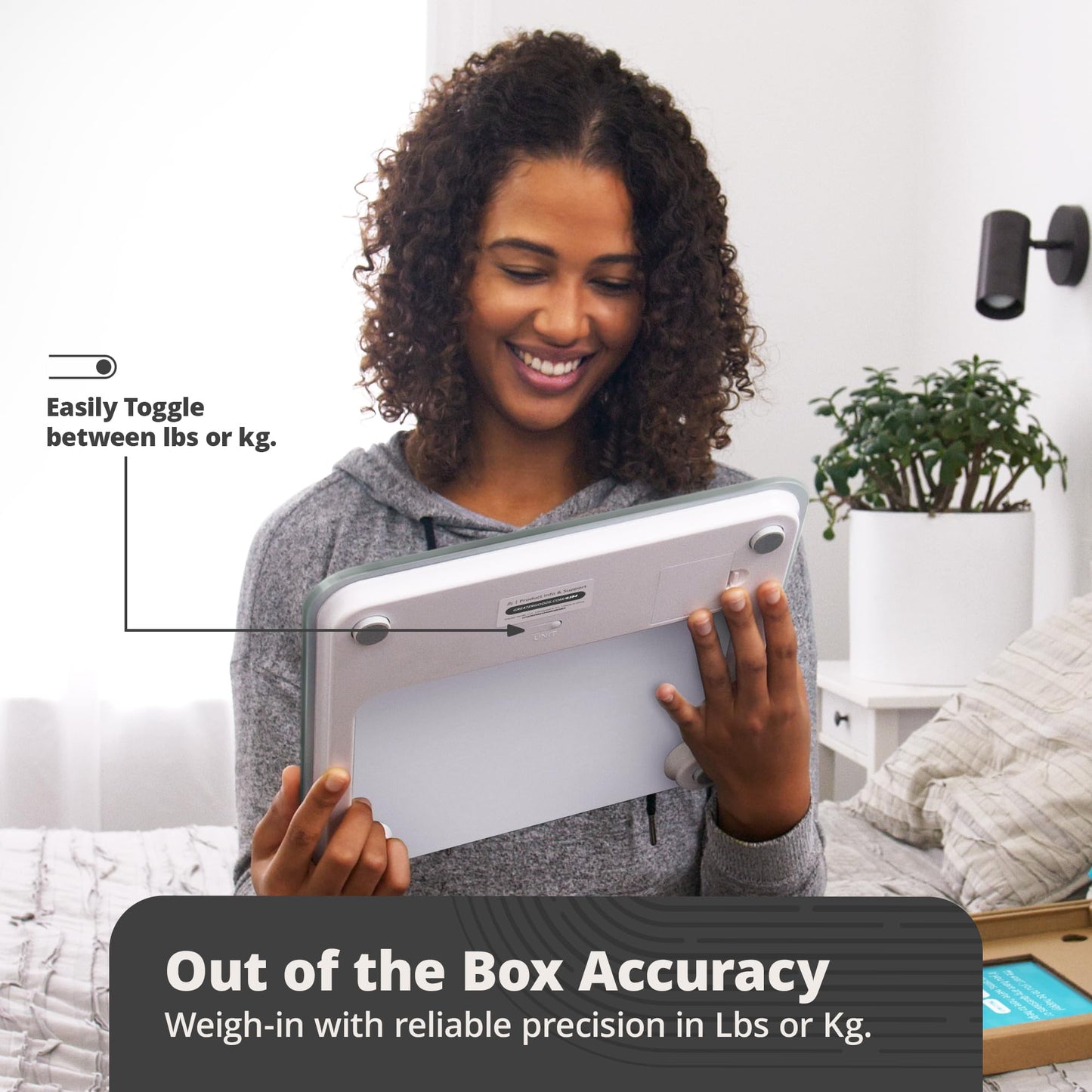 Greater Goods Digital AccuCheck Bathroom Scale for Body Weight, Capacity up to 400 lbs, Batteries Included, Pearl Gray