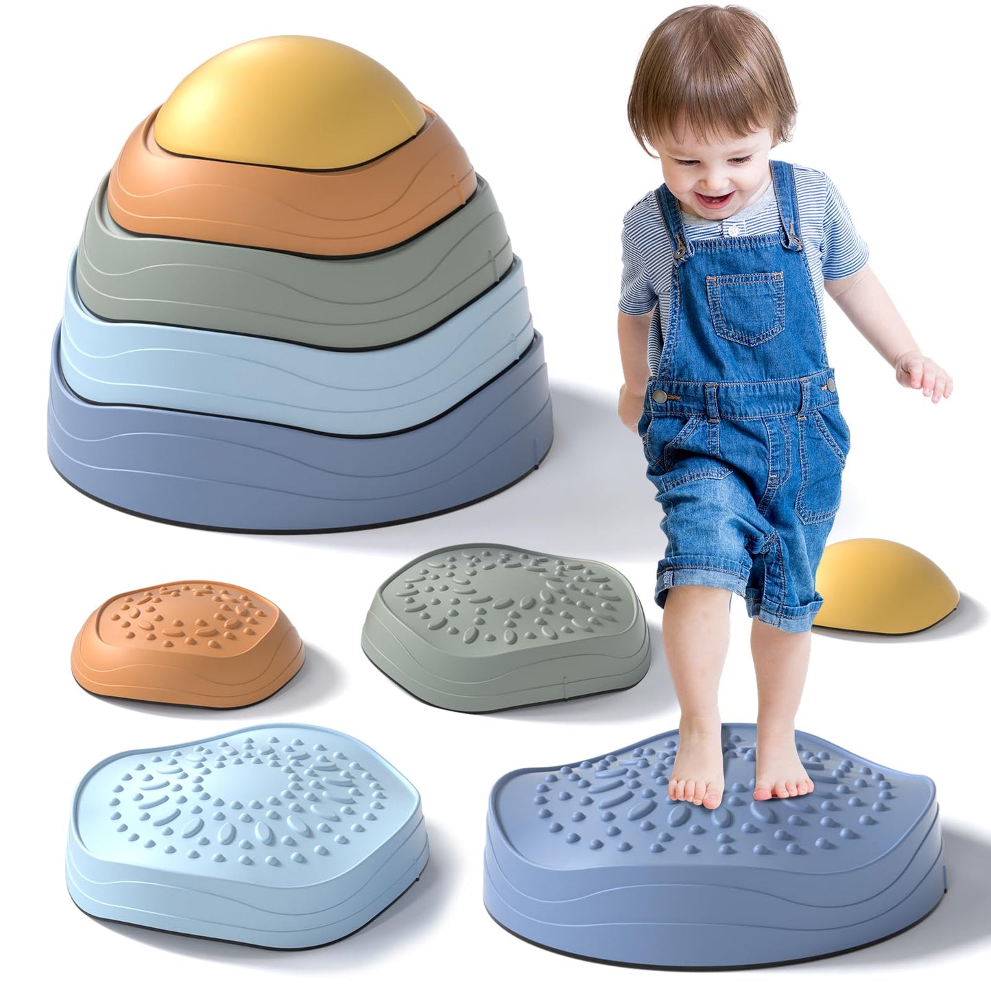 Lehoo Castle Stepping Stones for Kids, Non-Slip Toddler Stepping Stones, Indoor & Outdoor Toys for Toddlers 1-3, Obstacle Course for Kids, Sensory Balance Board