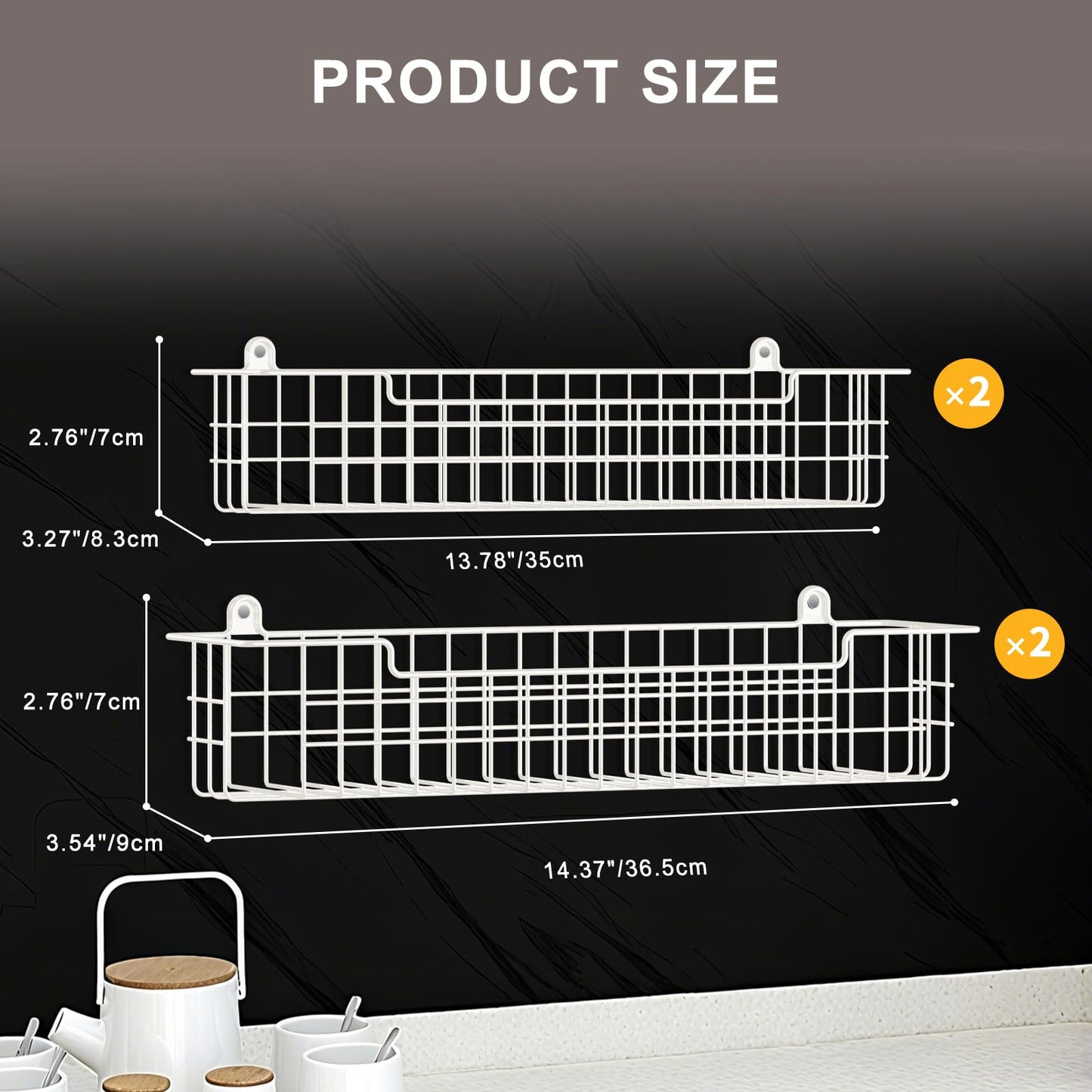 Spice Rack Organizer Wall Mount, Spice Organization Storage Shelf for Cabinet Door, 2 Packs Wall Spice Rack Saving Space for Kitchen, Black