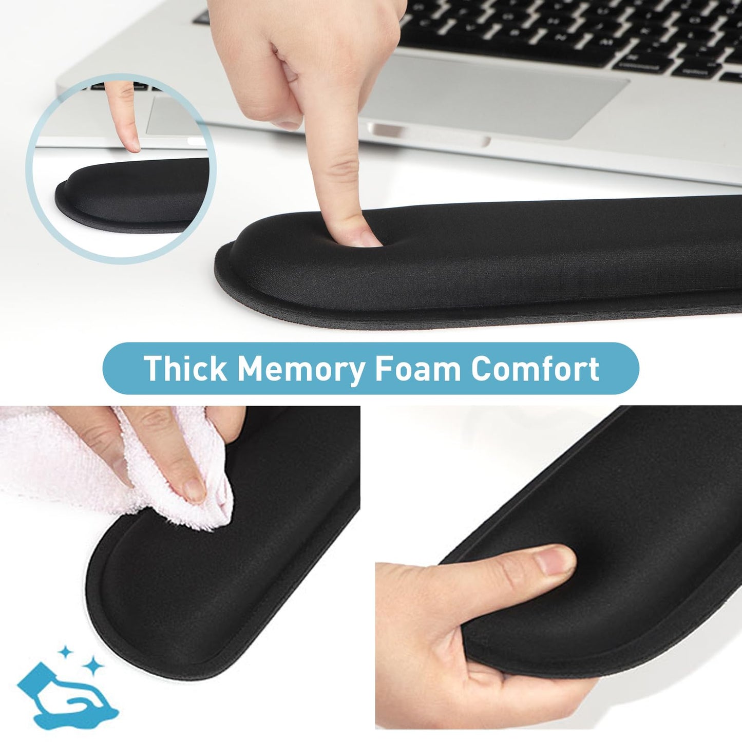 Yolanda Keyboard Wrist Rest Memory Foam, Easy Typing Pain Relief, Keyboard Mouse Pad Set for Computer, Laptop, Home & Office
