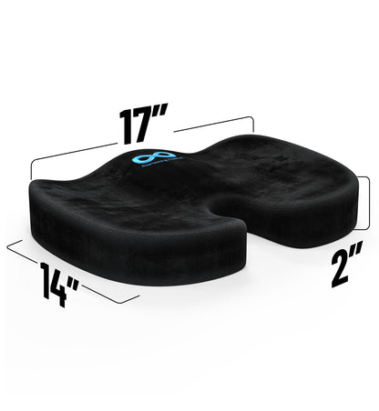 Everlasting Comfort Doctor Recommended Memory Foam Seat Cushion for Office Chairs & Car Seat - Ergonomic Office Desk Accessories for Tailbone Pain Relief, Sciatica & Back Support