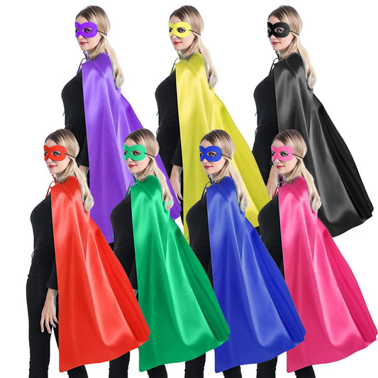 Kidsfere Superhero Capes and Masks for Adults Men Women Team Building Dress Up Party Cape Halloween Costume 7 Pack (Mixed Colors)