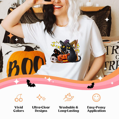 Kaciola 30 Sheets Skull Head Iron on Transfers, Halloween DTF Transfers Ready to Press Iron on Decals for T Shirts Hoodie DIY Crafts