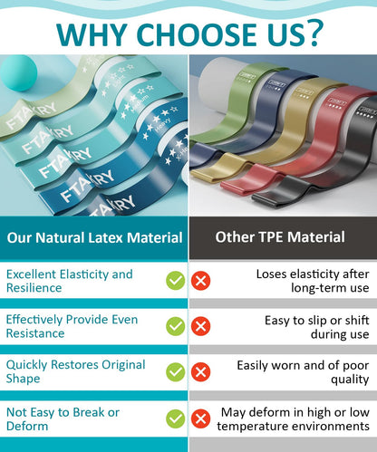 FTAKRY Resistance Bands for Working Out, Exercise Bands with 5 Resistance Levels, Natural Latex Resistance Bands Designed for Home Fitness, Strength Training and Flexibility Exercises (Blue)