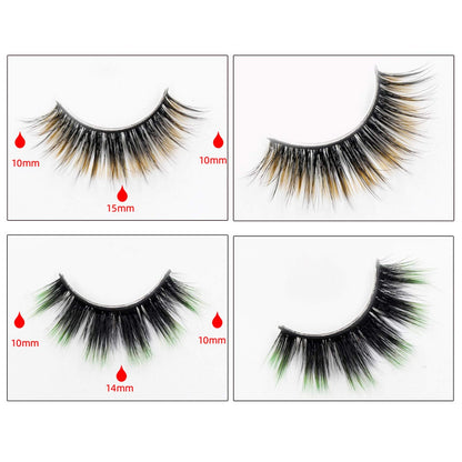 DAODER False Eyelashes Hybrid Colored Lashes Wispy Fake Lashes Natural Look Faux Mink Lashes 15mm Long Cosplay Costume Eye Lashes Multipack 7 Pairs