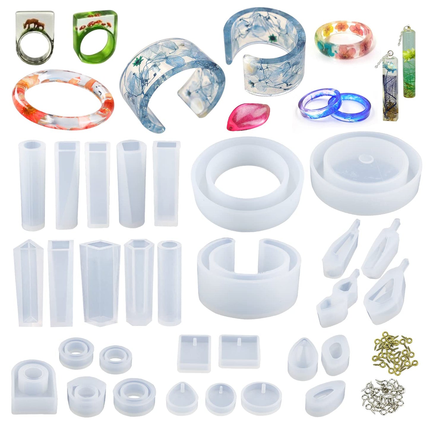 LET'S RESIN 30pcs Resin Jewelry Molds, Jewelry Molds for UV Resin, Resina Silicone Molds kit with Bracelet,Pendant,Ring for Epoxy Casting