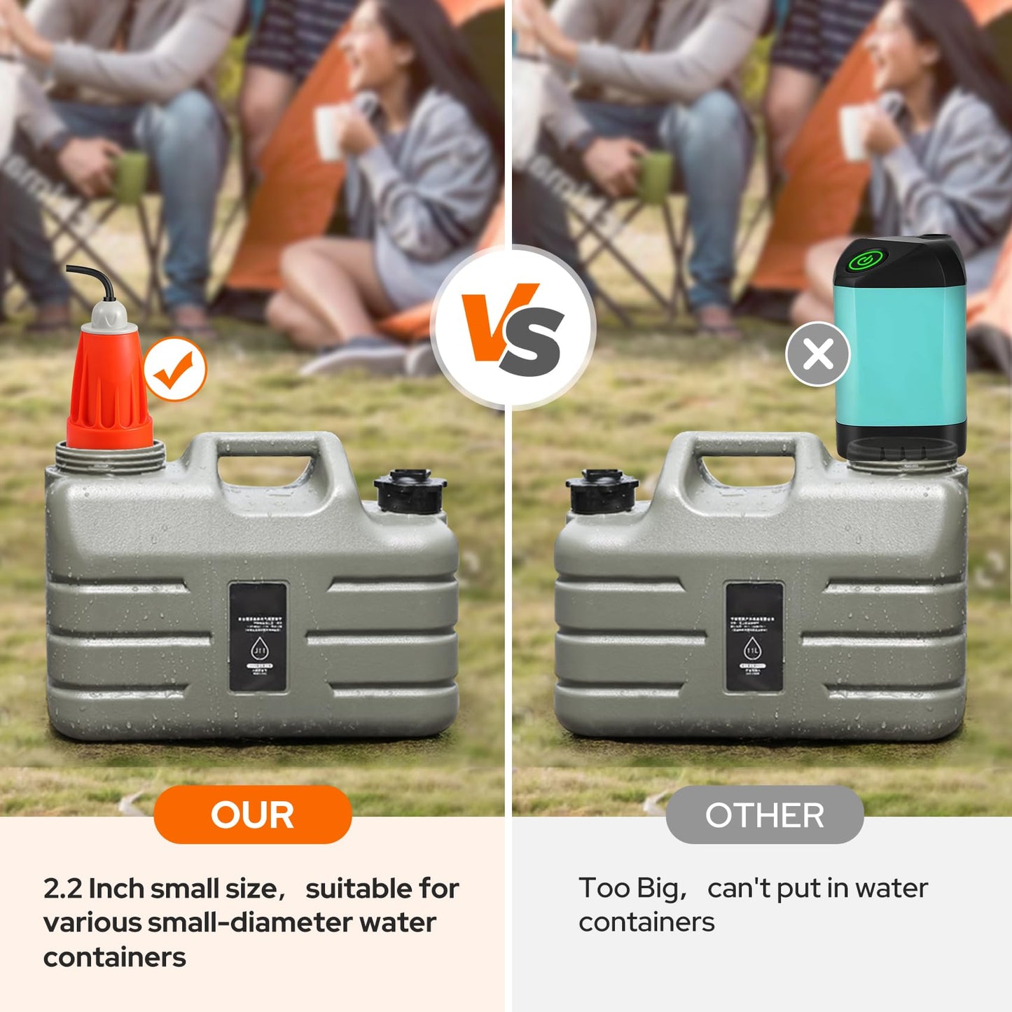 KEDSUM Portable Camping Shower, Camping Shower Pump with Dual Detachable USB Rechargeable Batteries, Portable Outdoor Shower Head for Camping, Hiking, Traveling GFS-1701