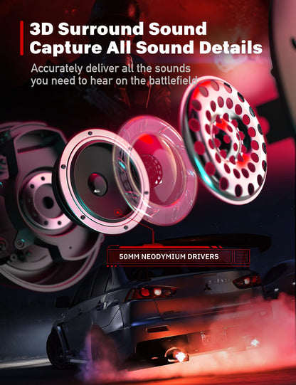 DEEBOX Gaming Headset for PS5 PS4 Xbox One Switch, Gaming Headphones with Microphone for PC Mac Laptop Computer Gamer