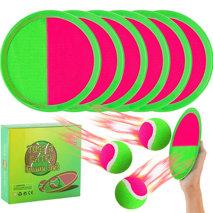 Kids Outdoor Toys, Beach Toys Toss and Catch Ball Set, Outside Yard Games for Kids with 6 Paddles 3 Balls Paddle Game Set Playground Sets for Backyard Sports Outdoor Games for Adults and Family