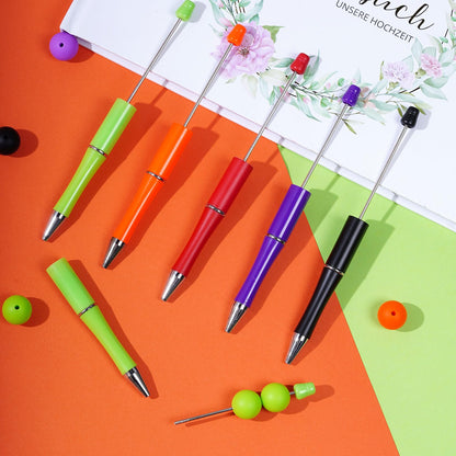 jiebor 20Pcs Halloween Beadable Pens Plastic Bead Ballpoint Pens Bulk with 50Pcs Black Ink Cute Cool Diy Pens for Halloween Journaling Women Teacher Graduation Gift Office Supplies