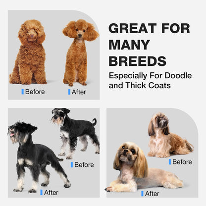 FuzzyFix Dog Clippers for Grooming for Thick Heavy Coats, Professional Low Noise Dog Grooming Clippers Supplies Kit Rechargeable Stainless Steel Hair Trimmer with Ceramic Blade for Dogs Cats Pet