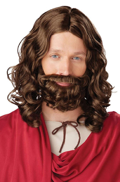 Jesus Wig and Beard Set Biblical Jesus Brown Wig and Beard Set halloween decorations