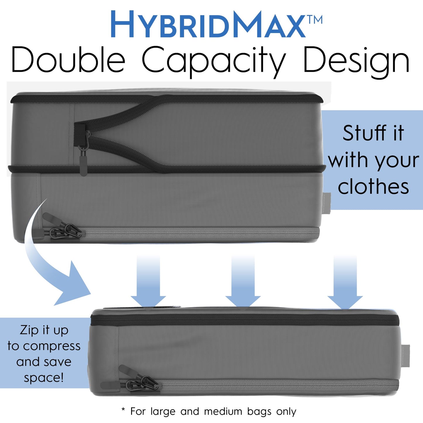 8-Piece Deluxe Compression Bags For Travel - Maximize Space In Luggage With Travel Compression Bags For Packing Double Capacity Design, Luxury Suitcase Organizer Bags, Large, Small, & Medium Set