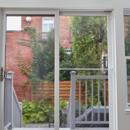 Ideal Security SK110 Patio Door Security Bar with Child-Proof Lock, Adjustable 25-48 inches for Ventilation, White