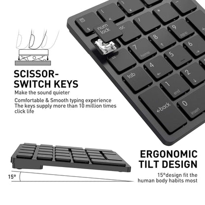 havit Bluetooth Number Pad Wireless Numeric Keypad Numpad 26 Keys Portable Mini Financial Accounting Rechargeable Numeric Pad for Windows Laptop Desktop, PC, Notebook (Black)