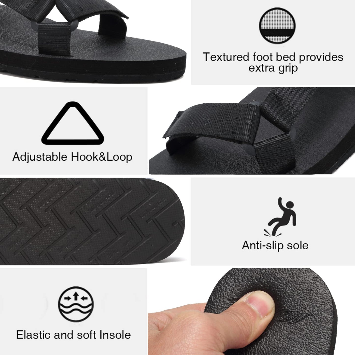 CIOR Women's Sport Sandals Hiking Sandals with Arch Support Yoga Mat Insole Outdoor Light Weight Water Shoes-U119SLX023-balck-39A