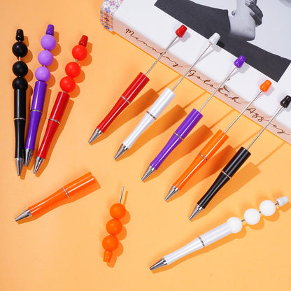 jiebor 30Pcs Halloween Beadable Pens Plastic Bead Ballpoint DIY Cute Cool Pens Black Ink for Students Teacher Women Men Bridal Graduation Gift Office School Supplies
